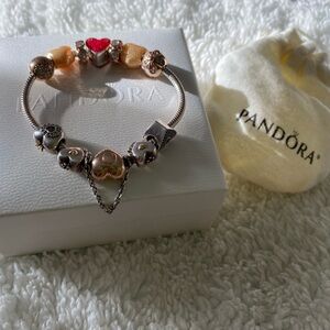 Pandora Silver and Gold Charm Bracelet